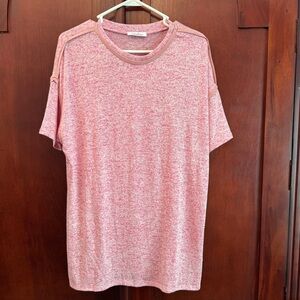 Caralase Heather Pink Short Sleeve Top with Trim